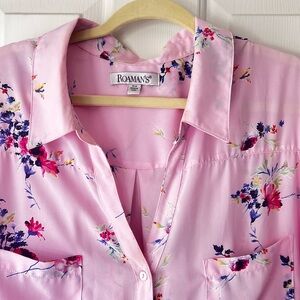 Roaman’s Lightweight Floral & Pink Plus Size Women’s Blouse 32W (3X)